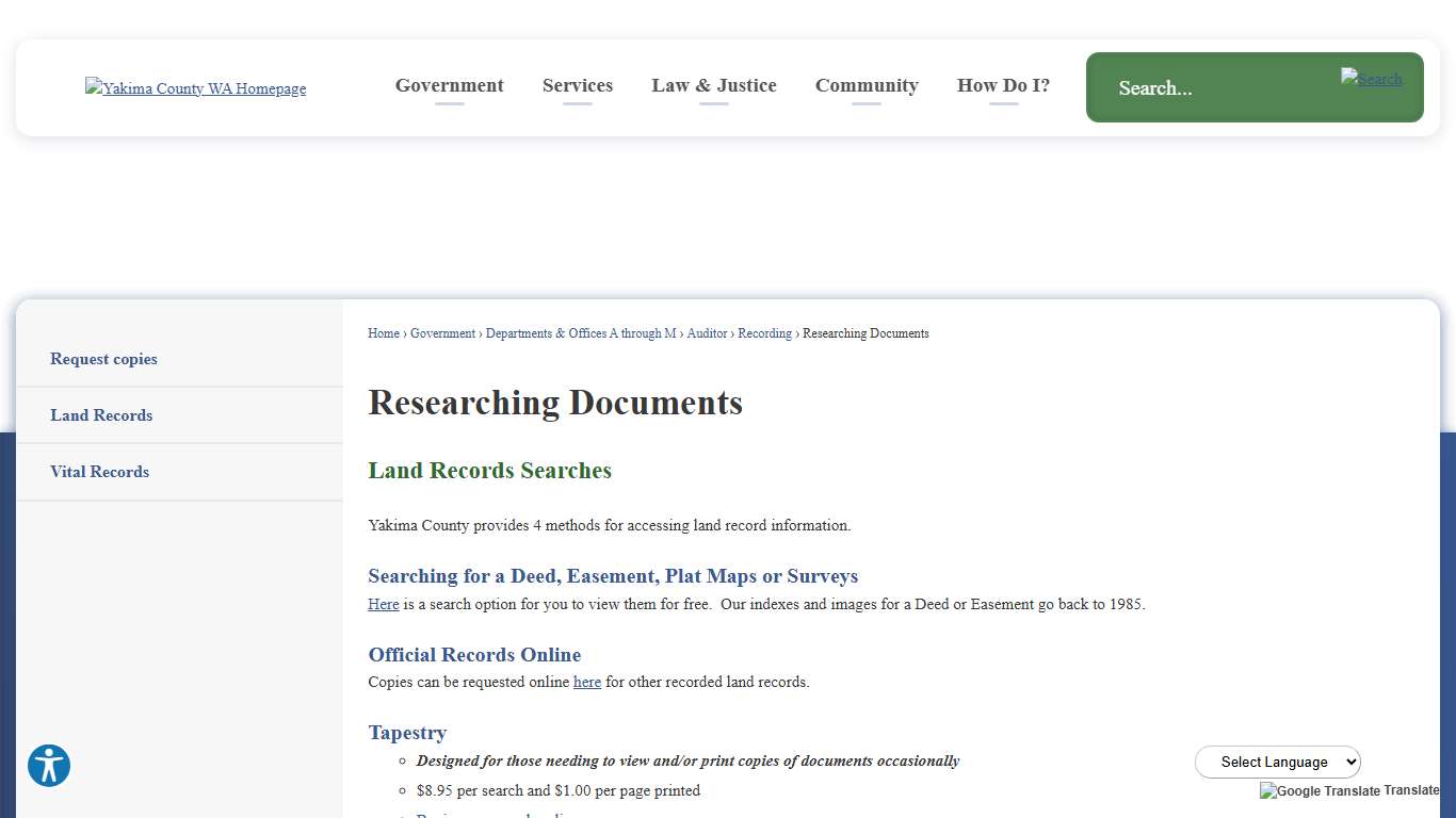 Researching Documents | Yakima County, WA