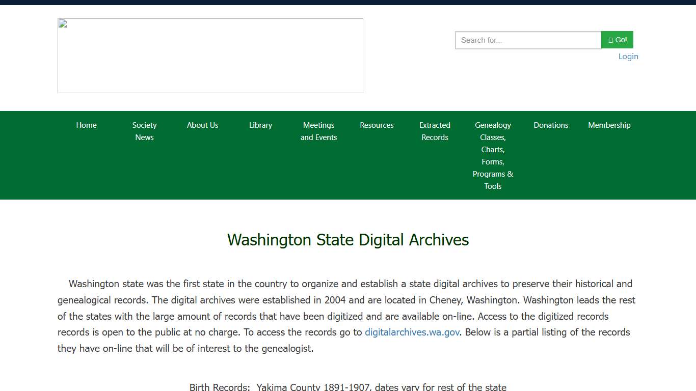 Yakima Valley Genealogical Society | Washington State Digital Archives