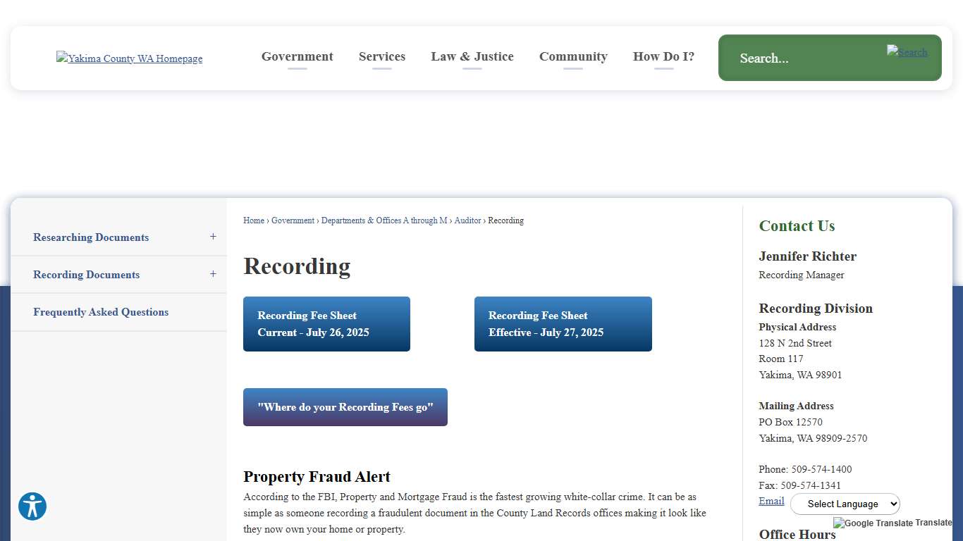 Recording | Yakima County, WA